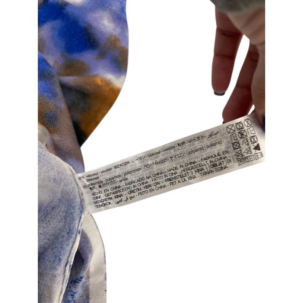 Zara Womens Dress XL Tie Dye Printed Midi Blue Gold Sleeveless 9874/001 NWT - Picture 9 of 13